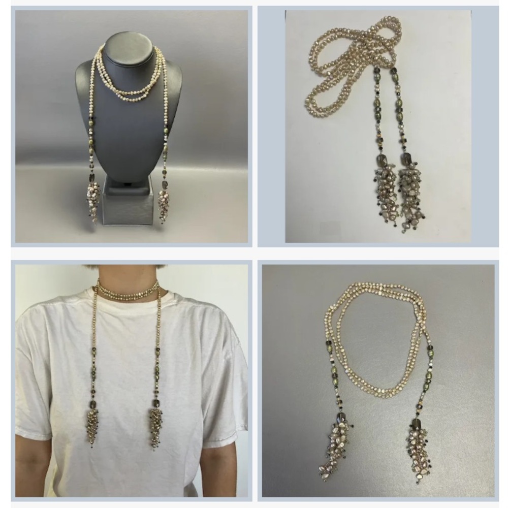 Czech glass + Swarovski Crystal cincture w/ traditional beaded tassels - Picture 16 of 16